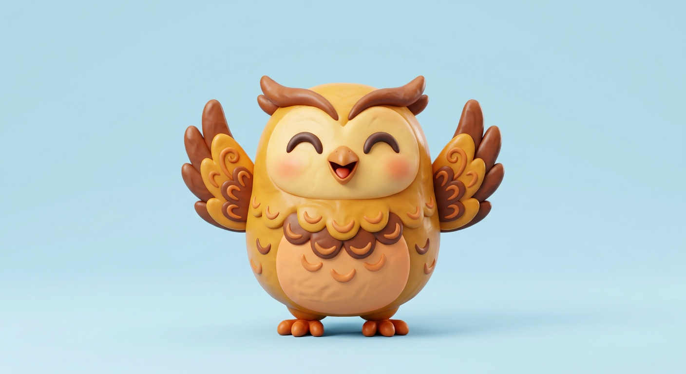 Smiley Owl waving goodbye